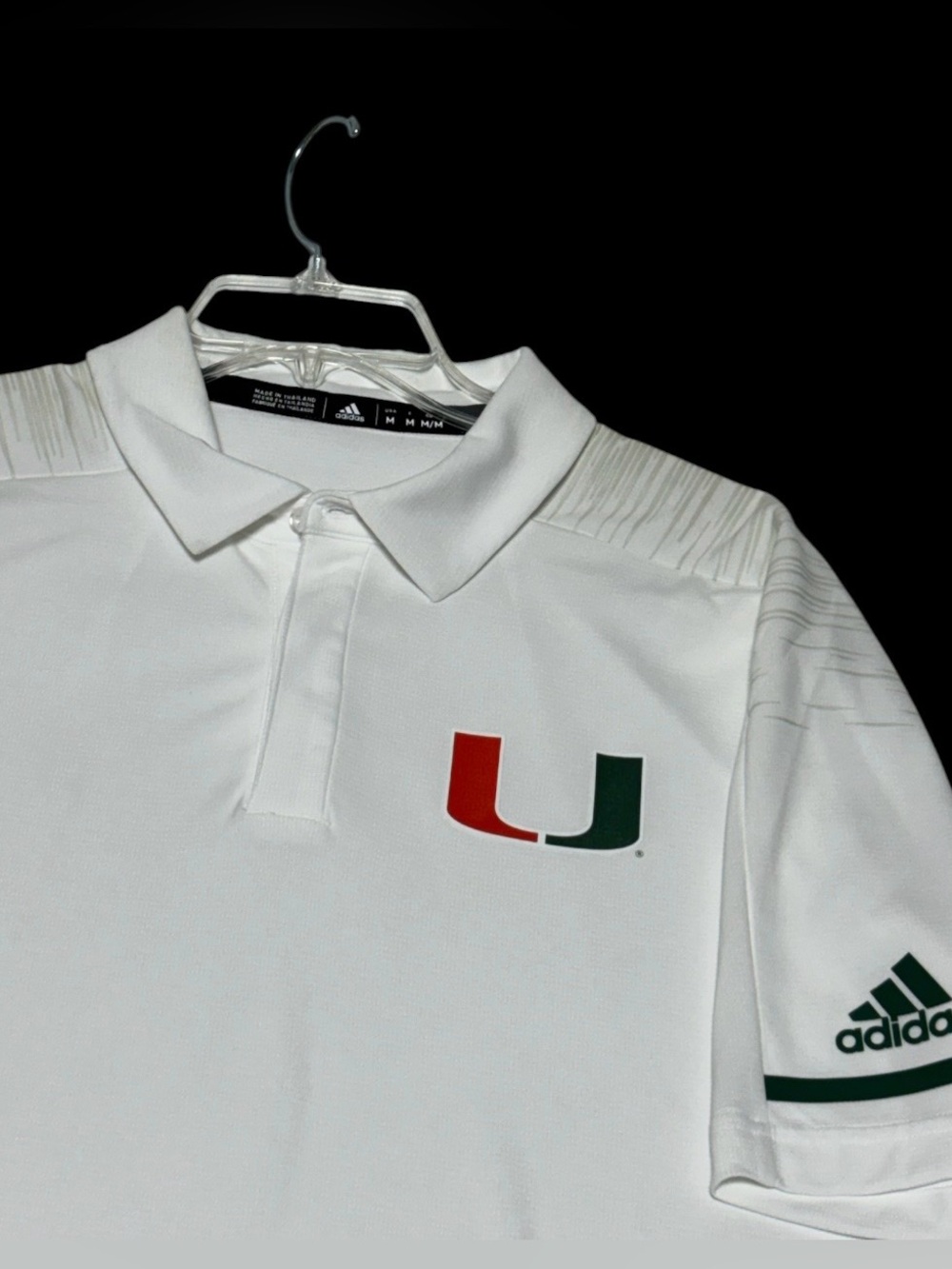 NEW Adidas Miami Hurricanes Sideline On Field Coach Polo Mens M MSRP $75 READ